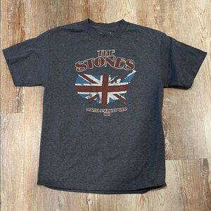 Bravado Rolling Stones Music Short Sleeve TEE T SHIRT Medium Union Jack Gray
